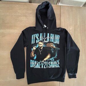 Drake 21 Savage It's All A Blur Tour 2023 Hoodie Black, Size S